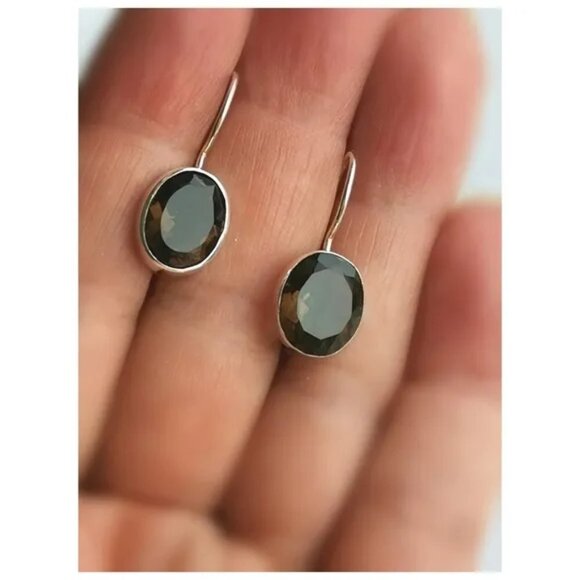 Smokey Topaz Smoky Quartz drop earrings in Sterling Silver - Picture 6 of 7